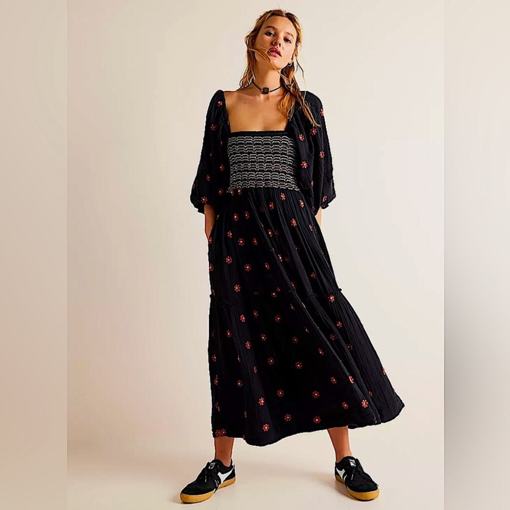Free People Dahlia Embroidered Maxi Dress